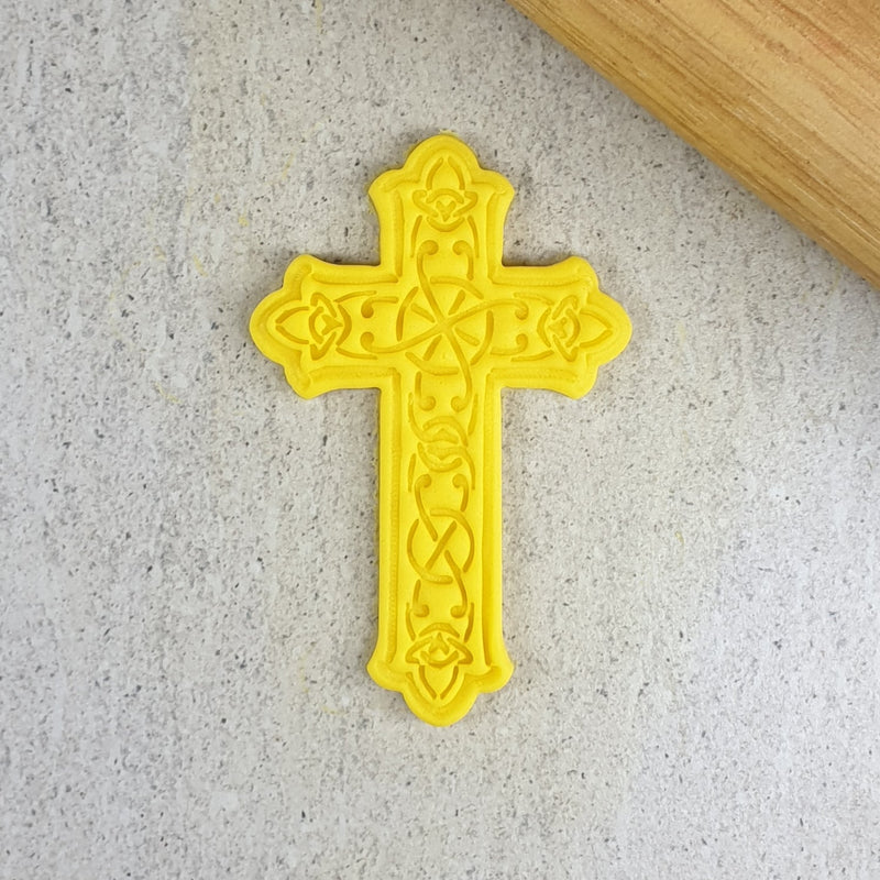 Custom Cookie Cutter - Cortador y Sello Cruz Decorada 3D