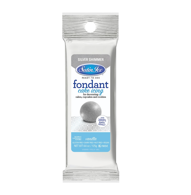 Satin Ice - Fondant Listo para Usar Brillante Plateado 125gr